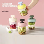 High Value Transparent Glass Oat Cup With Lid And Spoon Good Sealing With Scale Multicolor Optional Breakfast Cup