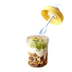 High Value Transparent Glass Oat Cup With Lid And Spoon Good Sealing With Scale Multicolor Optional Breakfast Cup